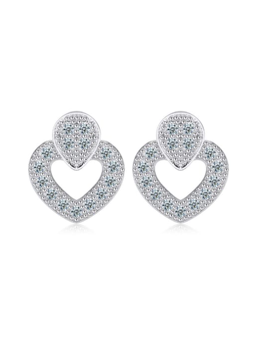 kwan Hollow Heart-shape Micro Pave Stud Earrings 0