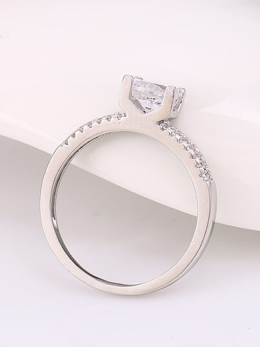 XP 2018 Copper Alloy White Gold Plated Simple style Zircon Engagement Ring 1
