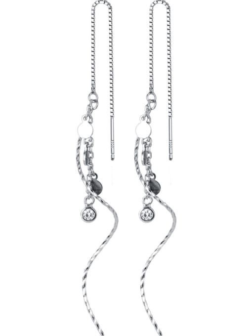 Rosh 925 Sterling Silver With Platinum Plated Fashion Chain Threader Earrings 4