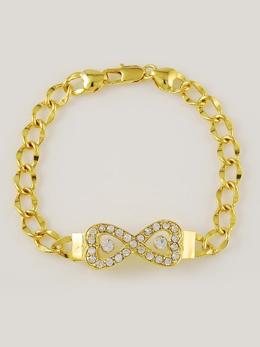 golden High Quality Number Eight Shaped Rhinestone Bracelet