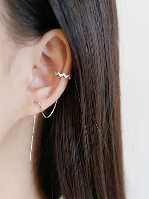 DAKA Fashion Cubic Tiny Zircon Silver Line Earrings 1