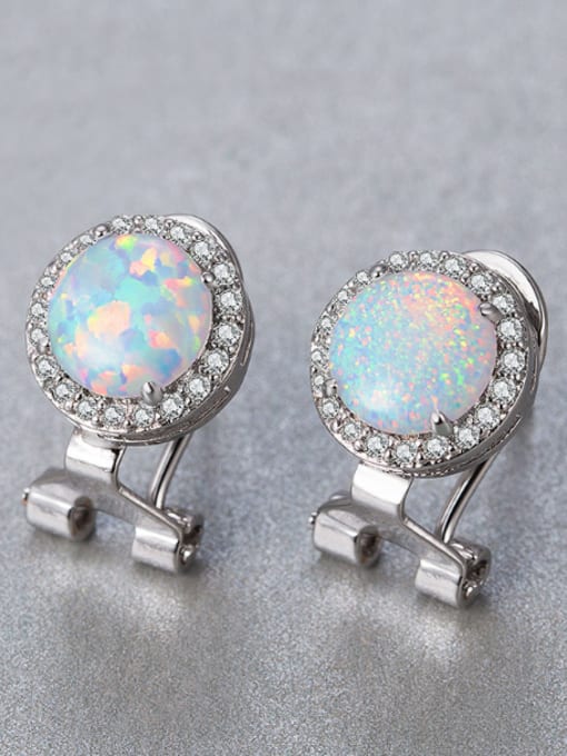 UNIENO Small Round Shaped Opal Stones Stud Earrings 1