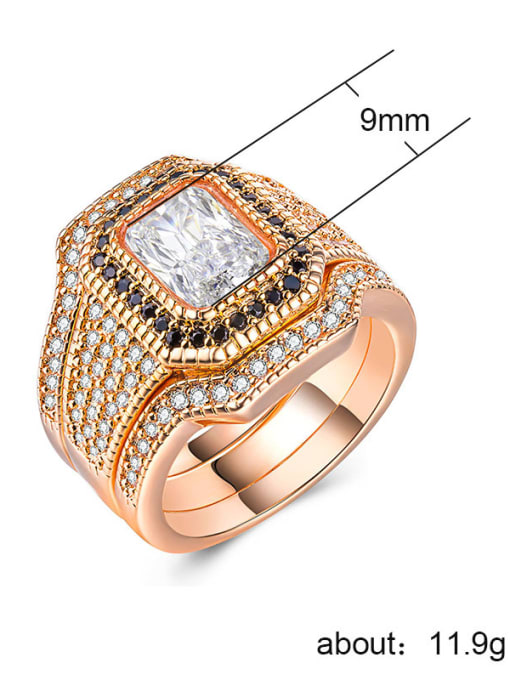 MATCH Copper  With  Cubic Zirconia Luxury Geometric Stacking Rings 4