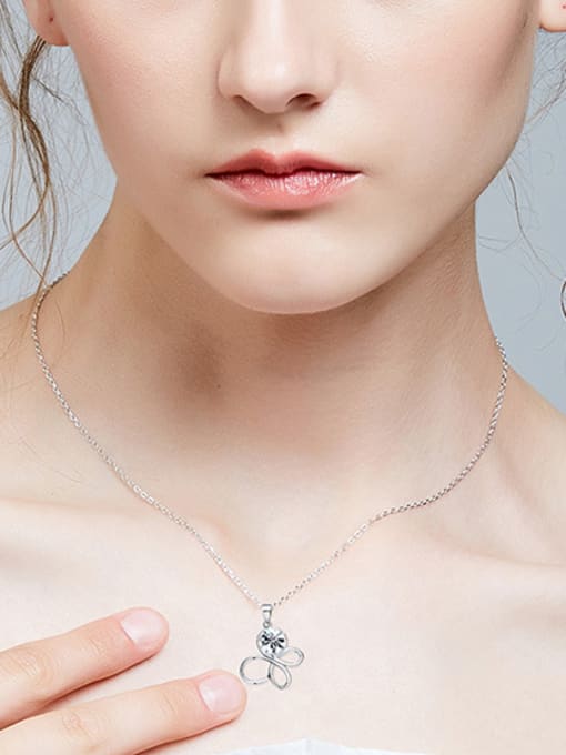 CEIDAI Simple Hollow Butterfly austrian Crystal Pendant 925 Silver Necklace 1
