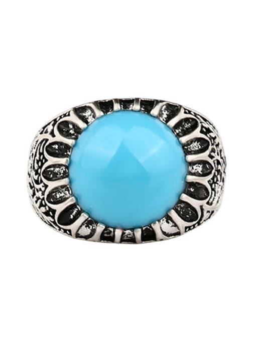 Gujin Personalized Round Resin Stone Silver Plated Alloy Ring 3