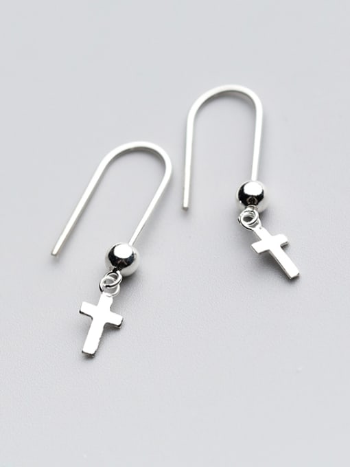 Rosh Elegant Cross Shaped S925 Silver Drop Earrings 0