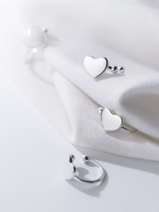 Rosh 925 Sterling Silver With Silver Plated Simplistic Heart Clip On Earrings 0