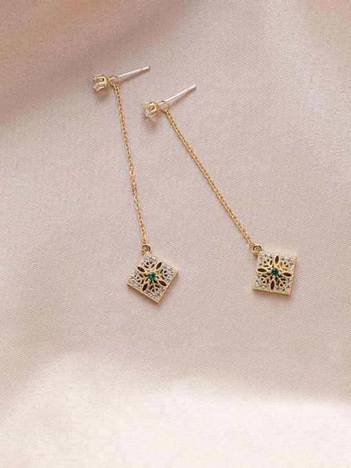 A Earring Alloy With Gold Plated Simplistic Square Cubic Zirconia Necklaces