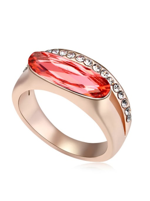 red Fashion Rose Gold Plated austrian Crystals Alloy Ring