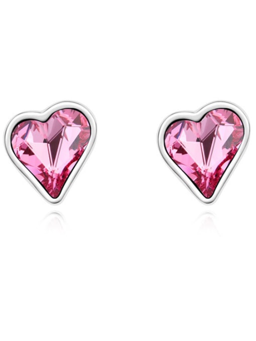 QIANZI Simple Heart austrian Crystal Alloy Stud Earrings 1