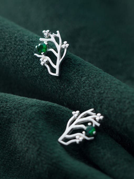 Rosh 925 Sterling Silver With Silver Plated Simplistic Branch Stud Earrings 1