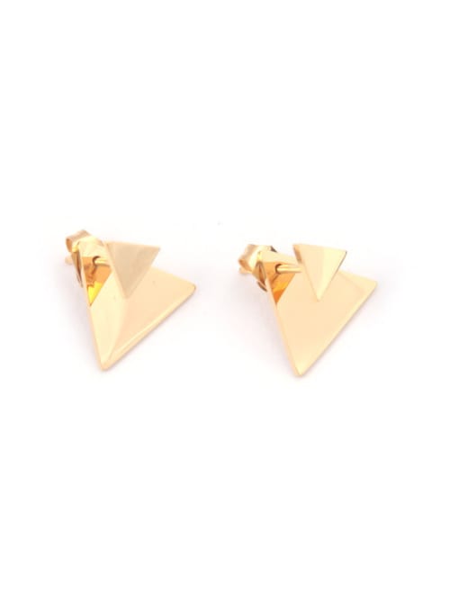 GROSE Titanium With Gold Plated Simplistic Triangle Stud Earrings 0