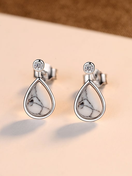 CCUI 925 Sterling Silver With Platinum Plated Simplistic Water Drop Drop Earrings 2