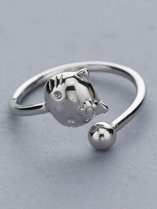 One Silver Women Lovely Cat Shaped Ring 2