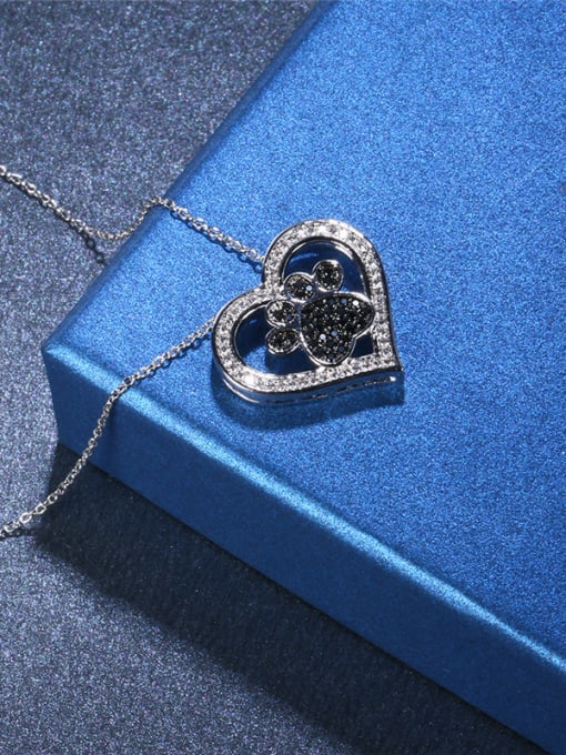 Platinum Creative Heart Shaped Glass Beads Women Necklace