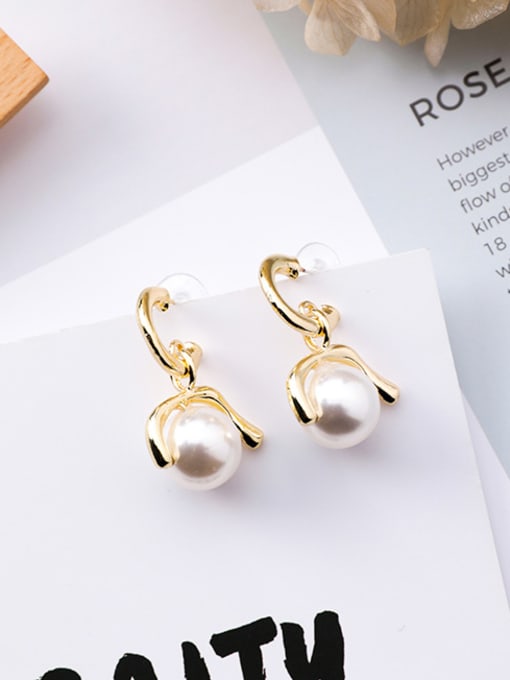 white Alloy With  Imitation Pearl Trendy Stud Earrings