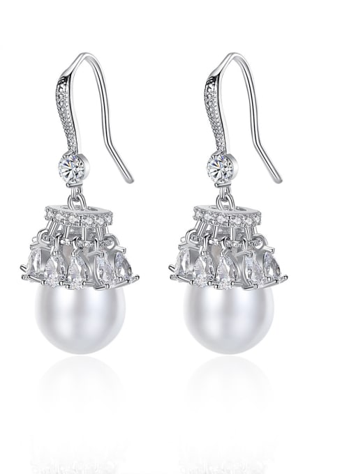 BLING SU Copper With  artificial pearl Trendy Ball Drop Earrings 0