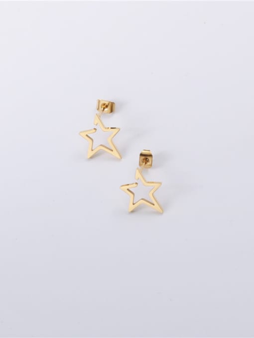 GROSE Titanium With Gold Plated Simplistic Star Stud Earrings 3