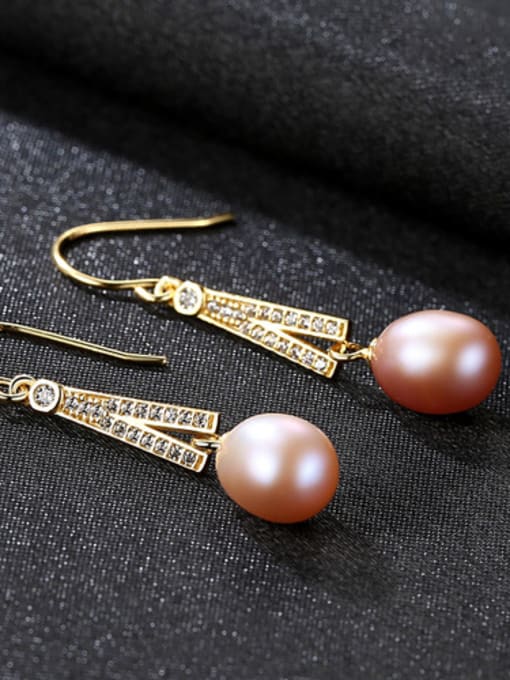 Purple Sterling silver natural freshwater pearls micro-set 3A zircon earrings