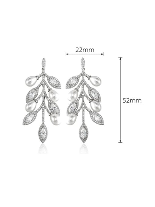 ALI New leaves imitation pearl micro-inlaid zircon earrings 1