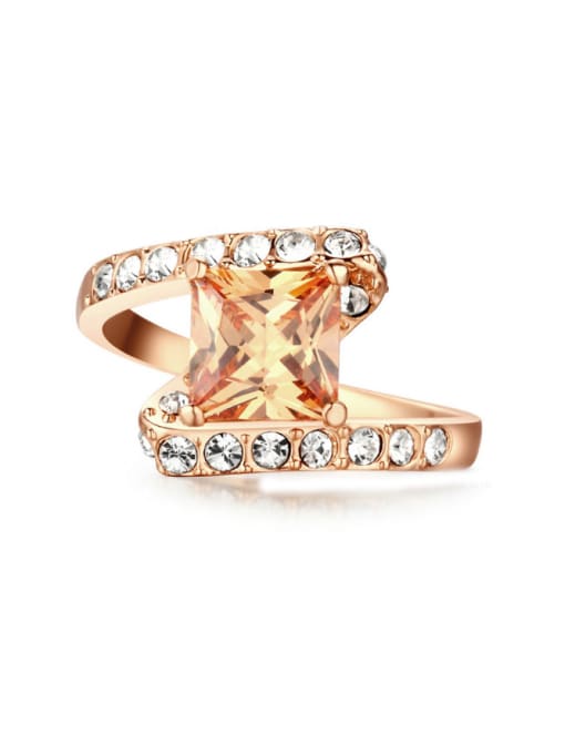 ZK Rectangle Zircons Rose Gold Plated Noble Ring 0