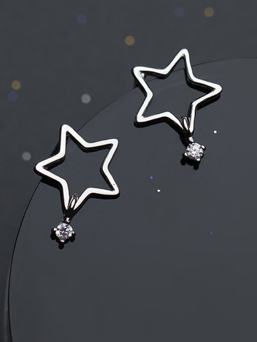 Rosh Shimmering Hollow Star Shaped Zircon Stud Earrings 0