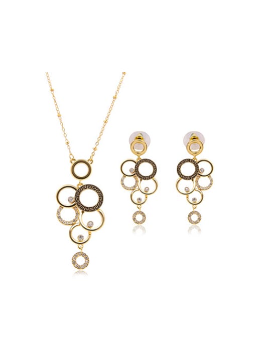BESTIE Alloy Imitation-gold Plated Fashion Hollow Circles Two Pieces Jewelry Set