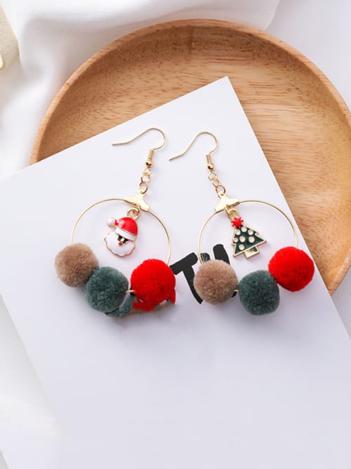 D Christmas tree santa claus Alloy With Rose Gold Plated Cute Santa Clausr Gift Candy Cane fashion earrings Drop Earrings