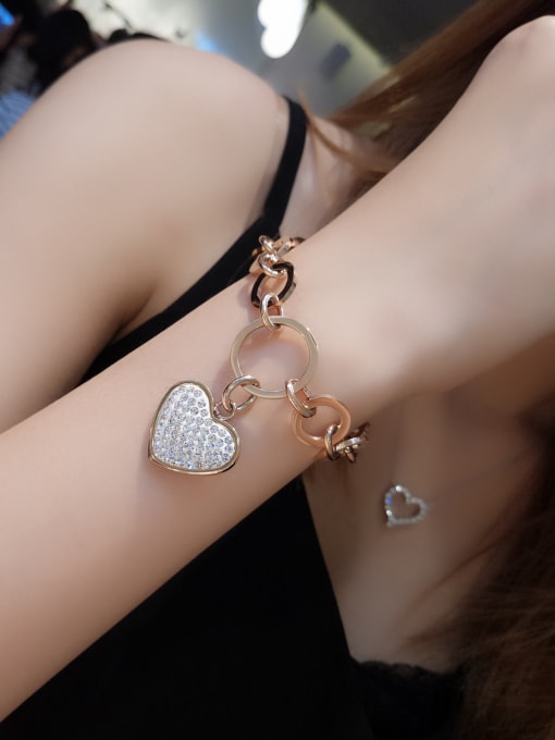 JINDING Love Heart Diamond Circle Rose Gold Bracelet 1