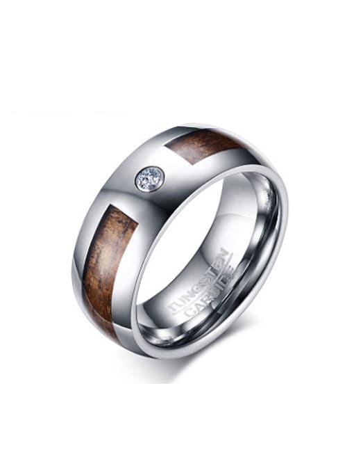 CONG Trendy Geometric Shaped AAA Zircon Tungsten Ring