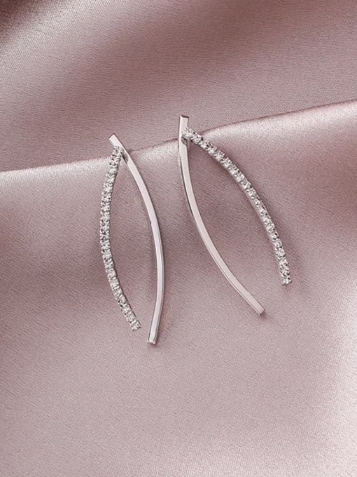 Girlhood Alloy With Platinum Plated Simplistic Micro-inlaid Line Curved Earrings 0