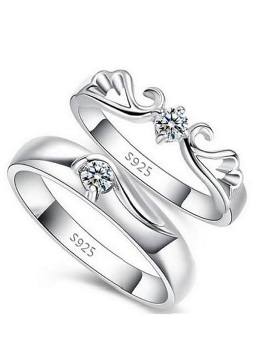 Open Ring with Two Flying Wings 925 Sterling Silver With Cubic Zirconia Simplistic  loves  Band Rings