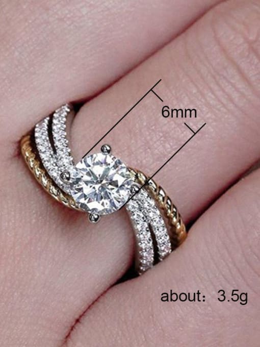 MATCH Copper With White Gold Plated Delicate Cubic Zirconia Solitaire Rings 2