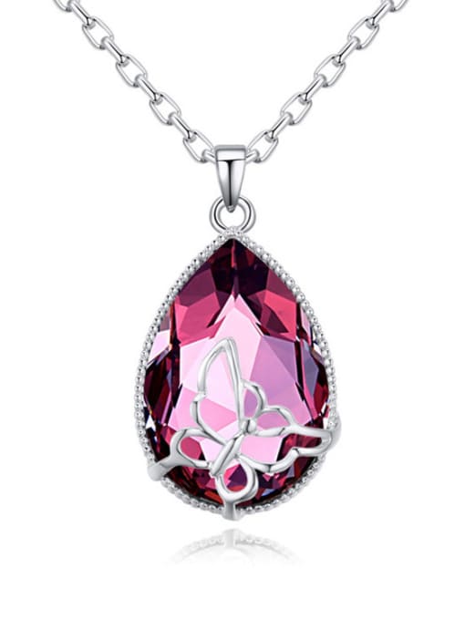 Purple Water Drop austrian Crystals Pendant Alloy Necklace