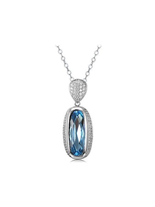 light Blue 2018 Copper Alloy White Gold Plated Fashion Crystal Necklace