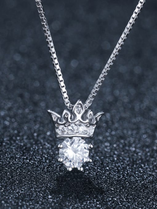 UNIENO 925 Sterling Silver With Platinum Plated Personality Crown Necklaces 0