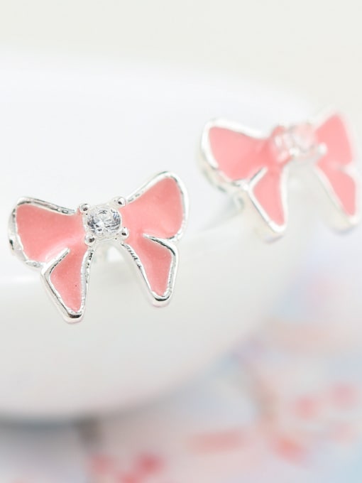 kwan Colorful Pink Glue Butterfly Bow Shaped Stud Earrings 2