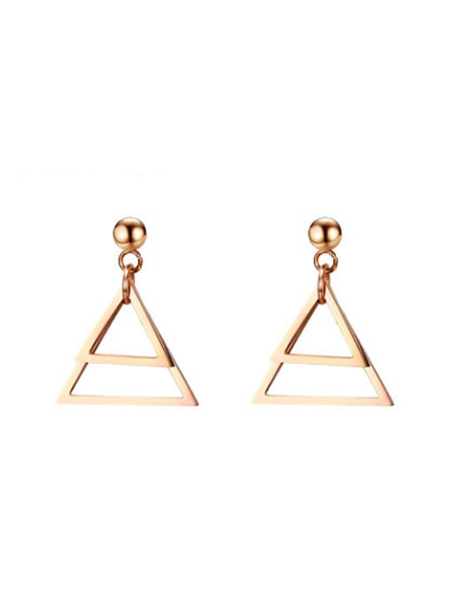 CONG Elegant Rose Gold Plated Hollow Triangle Shaped Drop Earrings 0