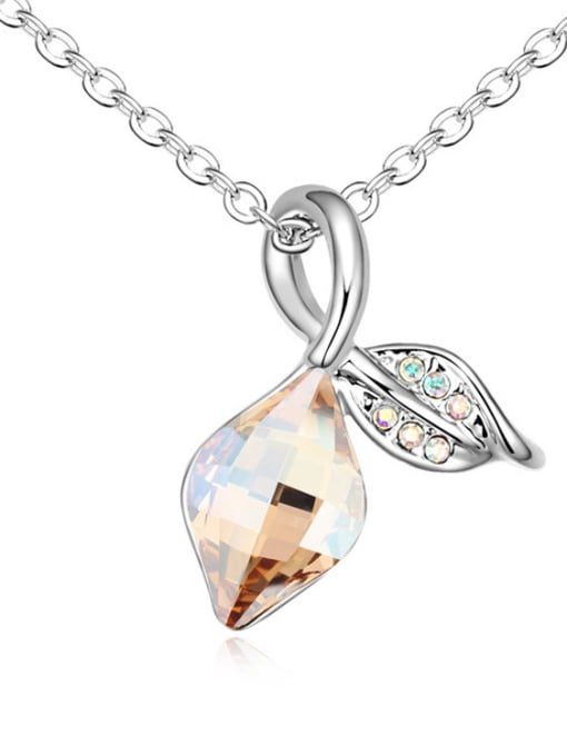 QIANZI Fashion Rhombus austrian Crystals Leaf Pendant Alloy Necklace 2