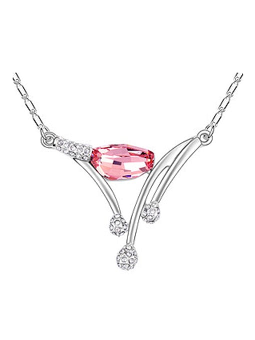 pink Fashion Shiny austrian Crystals Pendant Alloy Necklace