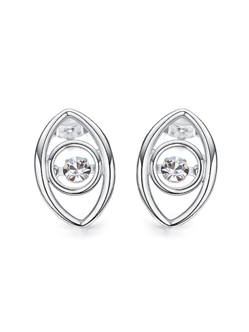 CEIDAI Personalized Cubic Rotational Zircon Eye shaped 925 Silver Stud Earrings 0