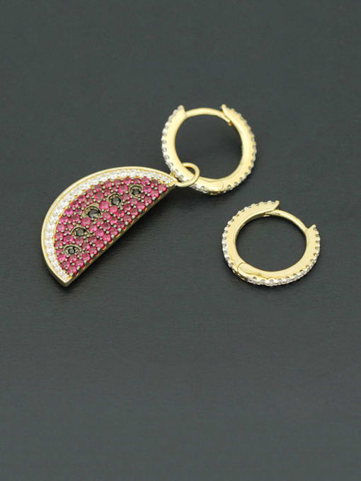 ALI Copper With Gold Plated Personality  Asymmetry watermelon  Drop Earrings 1