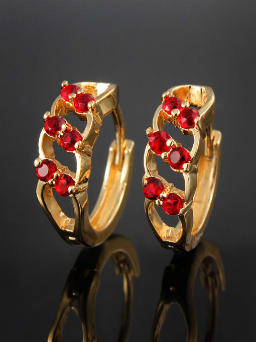 B 18K Gold Plated Geometric Shaped Zircon Clip Earrings