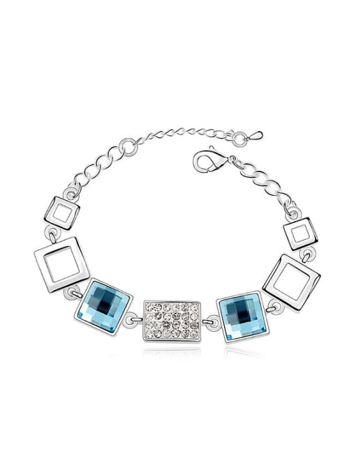 light blue Simple Square austrian Crystals Alloy Bracelet