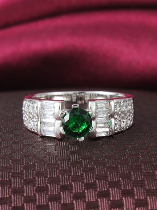 SANTIAGO Shimmering Green Round Shaped Zircon Women Ring 2