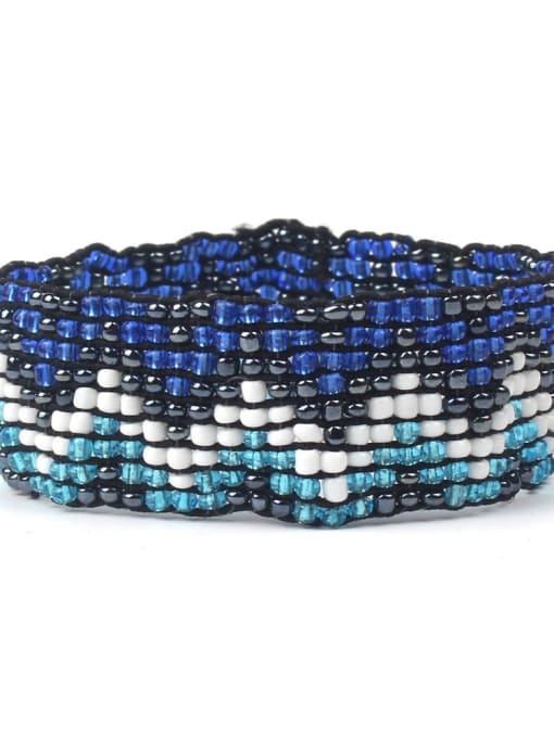 HB642-C Geometric Pattern National Style Exaggerate Woven Bracelet
