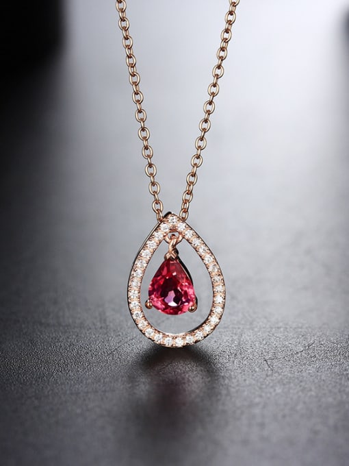Pink Hollow Water Drop shaped Gemstone Pendant