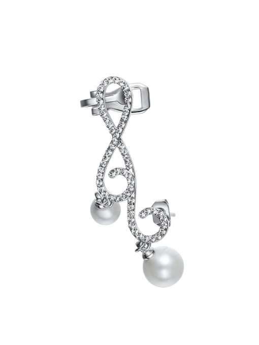 CEIDAI Fashion Personalized Artificial Pearls Rhinestones Stud Earring 0