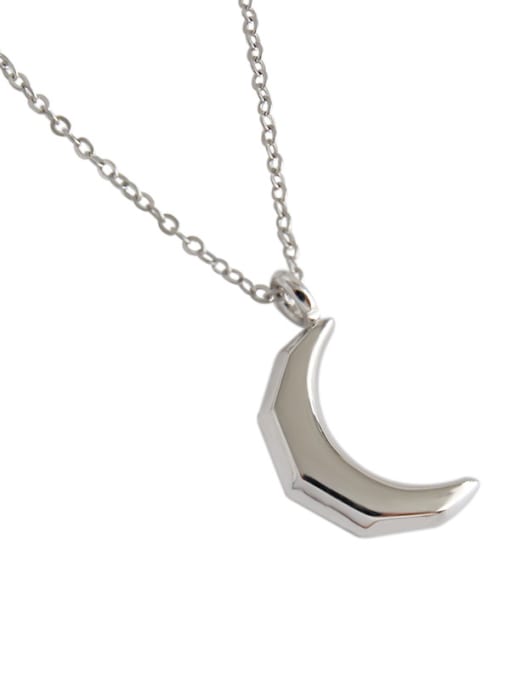 DAKA 925 Sterling Silver With Platinum Plated Simplistic Moon Necklaces 0