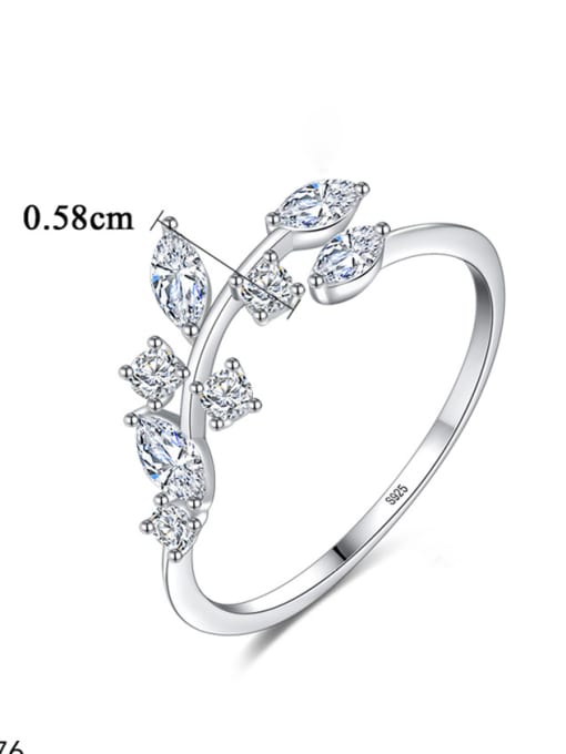 CCUI 925 Sterling Silver With  Cubic Zirconia Delicate Leaf Band Free Size Rings 4